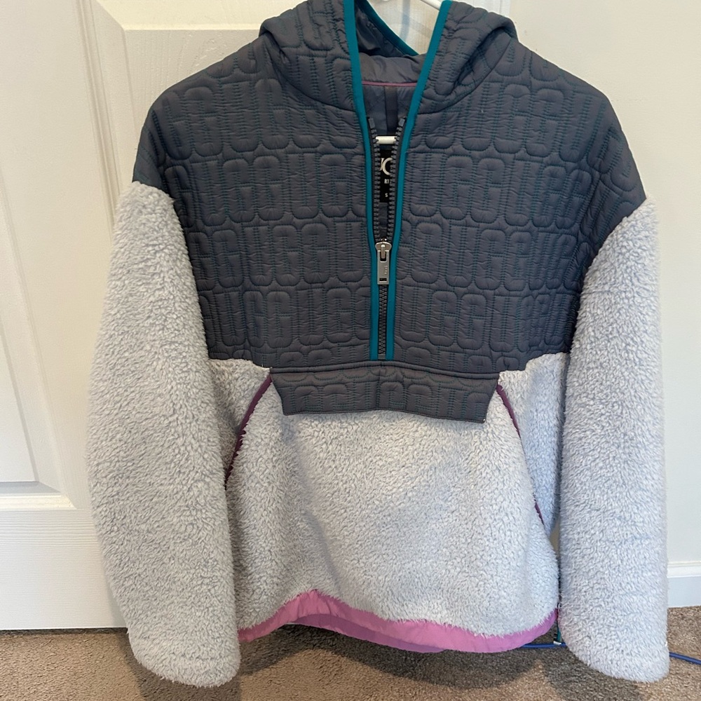 UGG Iggy Light Blue and Gray/Blue Quilted Jacket with Purple Accents